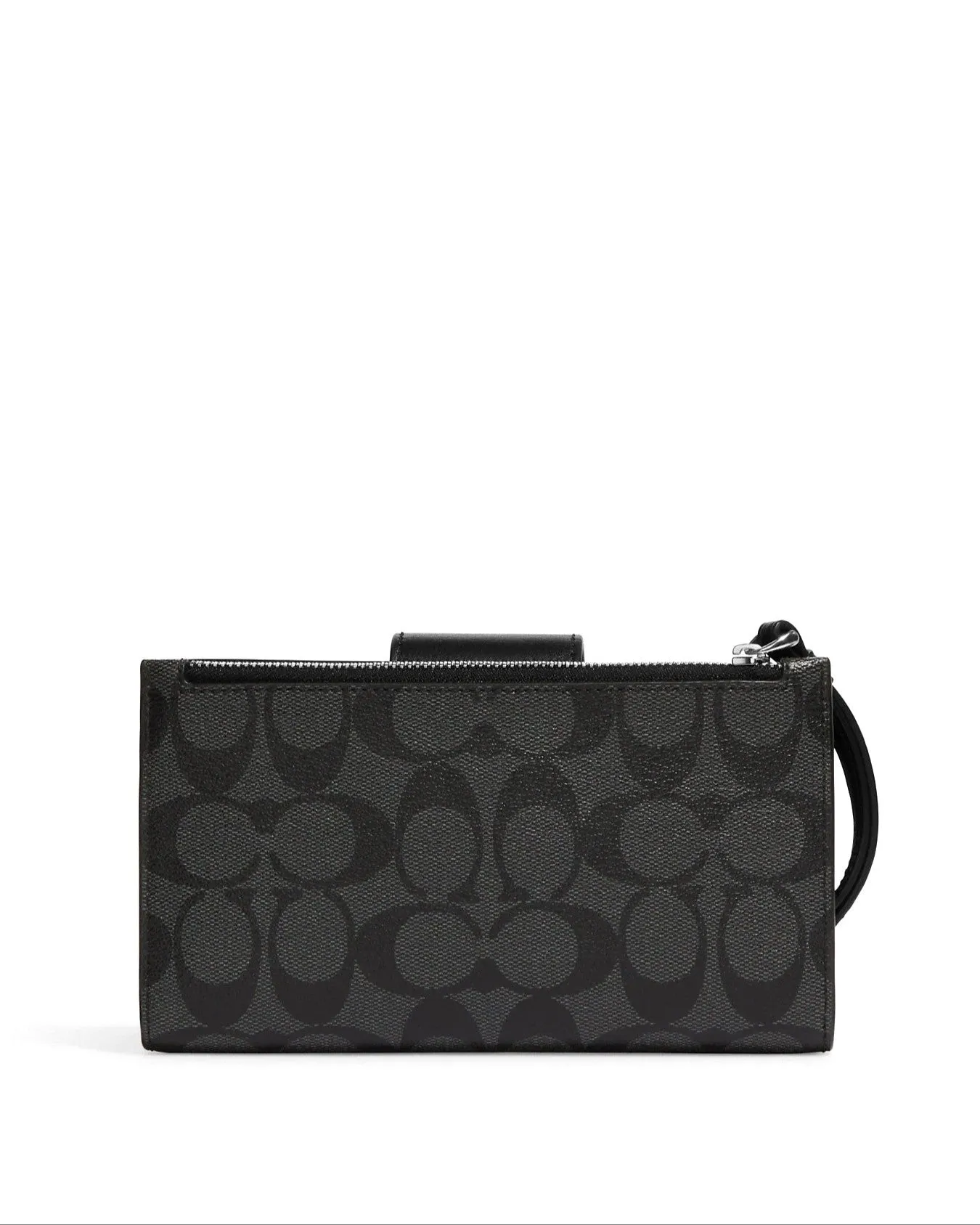 Coach Women's Graphite & Black Tech Wallet In Colorblock Signature Canvas