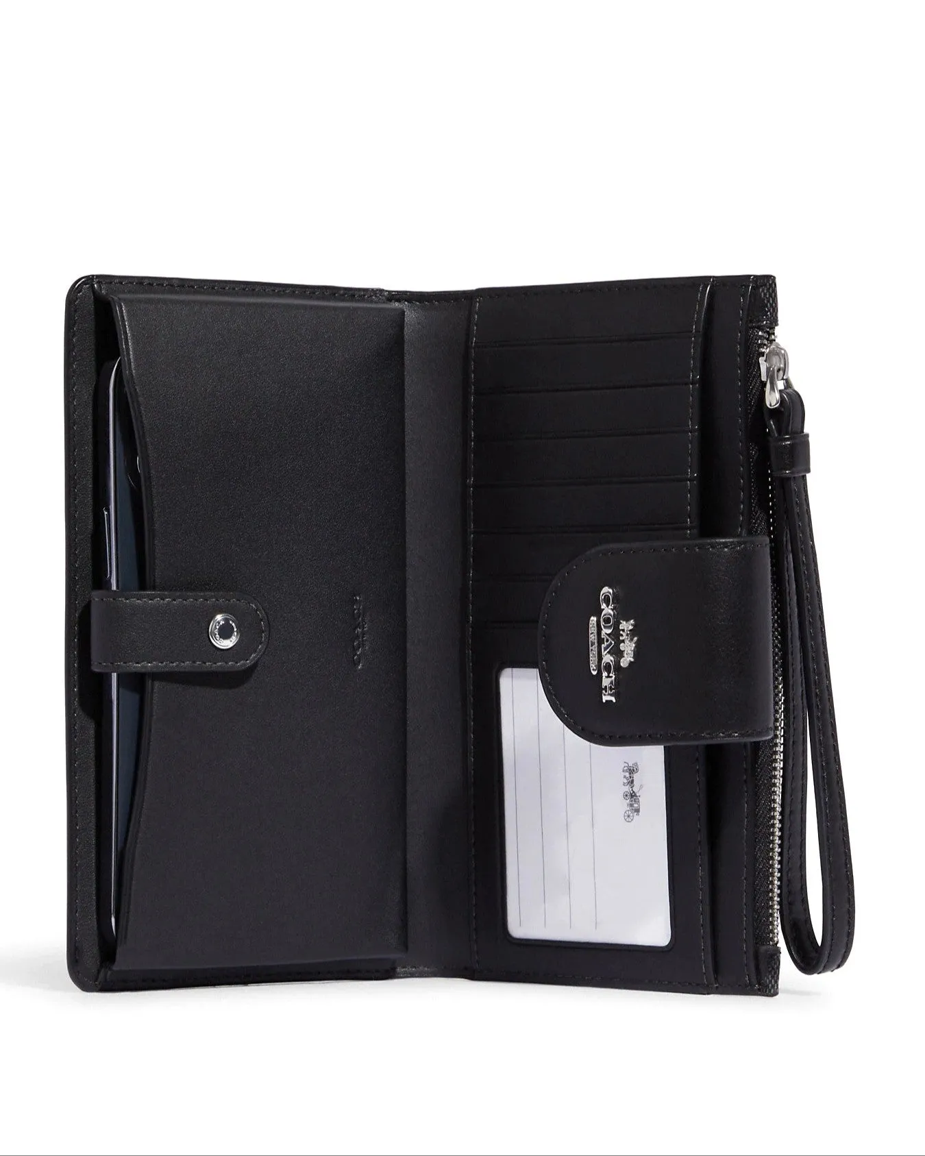 Coach Women's Graphite & Black Tech Wallet In Colorblock Signature Canvas