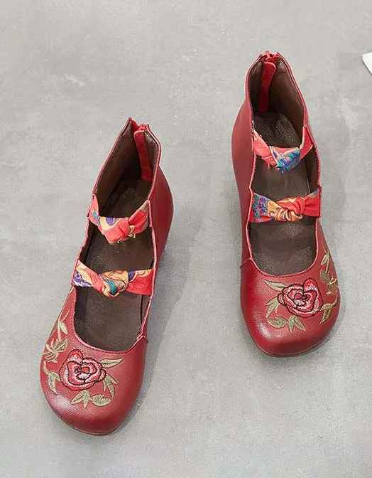 Ethnic Style Retro Embroidered Chunky Sandals