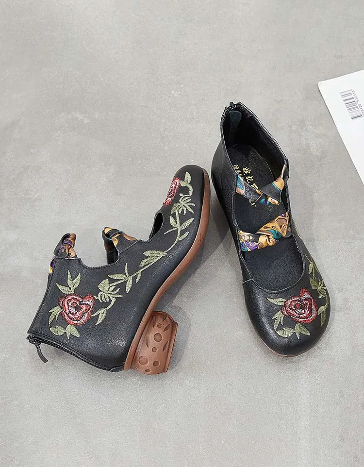 Ethnic Style Retro Embroidered Chunky Sandals