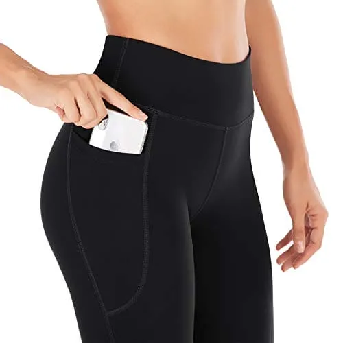 Heathyoga Women Bootcut High Waist Yoga Pants with Pockets, Black, X-Large