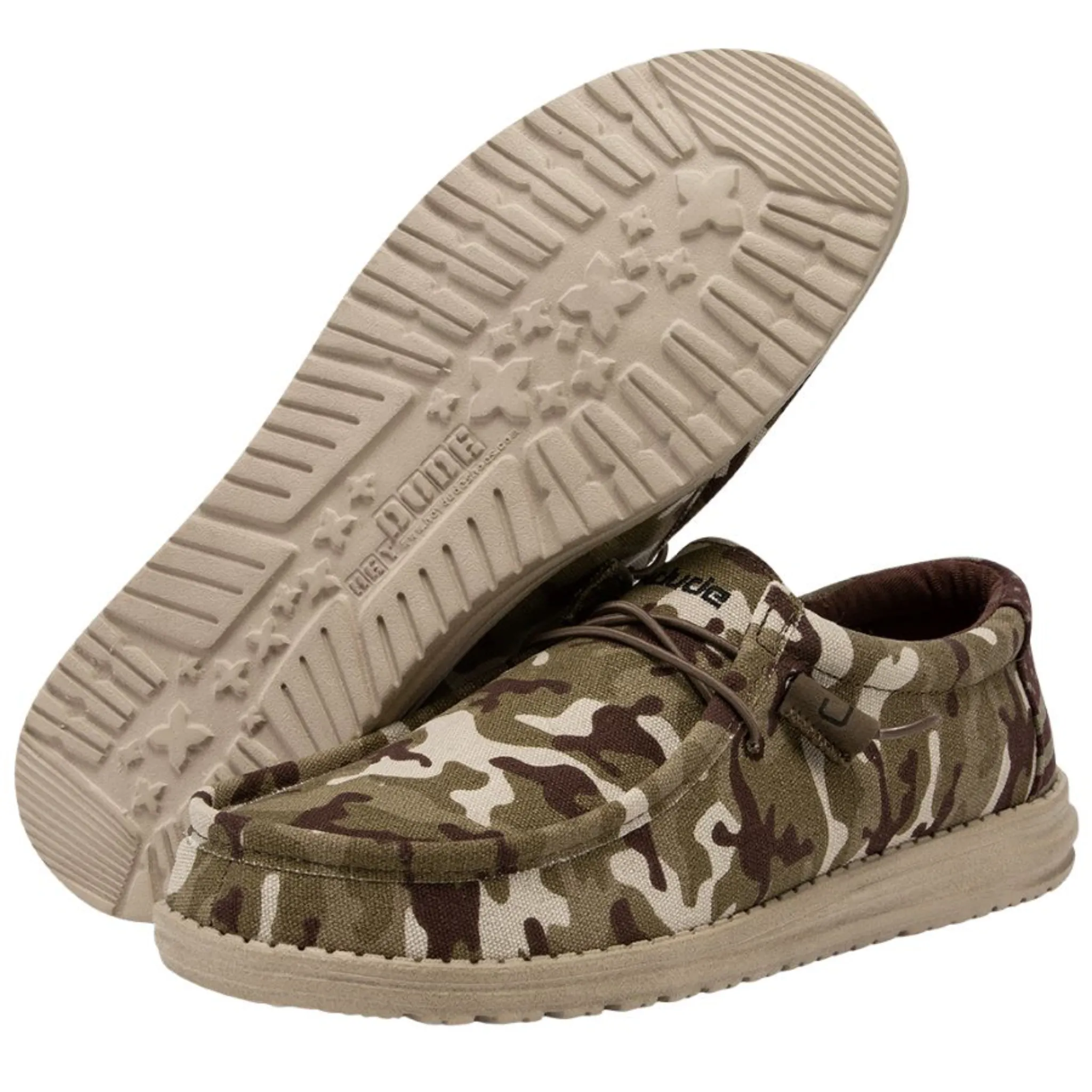 HEY DUDE KID'S WALLY YOUTH CAMO FLAG SLIP ON SHOES - 130137037