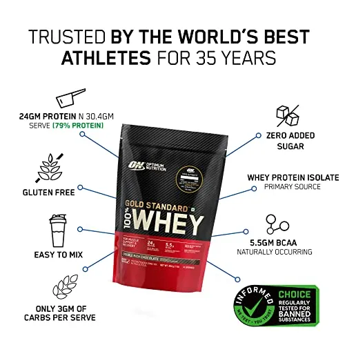 Optimum Nutrition (ON) Gold Standard 100% Whey Protein Powder - 1 lb (Double Rich Chocolate), Primary Source Isolate