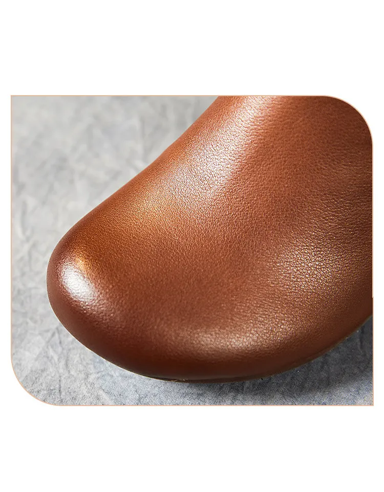 Oriental Style Retro Leather Chunky Boots