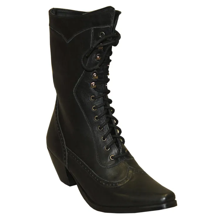 Rawhide Ladies 8″ Black Victorian Leather Snip Toe Boot 5010